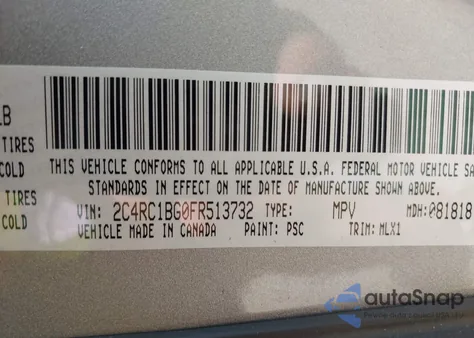 2015 Chrysler Town & Country Touring z USA, uszkodzony, nr VIN 2C4RC1BG0FR513732